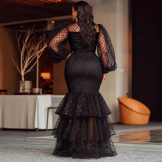 Sexy Bubble Flocking Polka Dot Dress