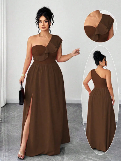One-Shoulder Ruffle Maxi Dress