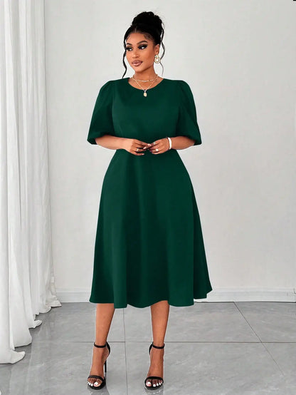 Puff Sleeve Midi Dress