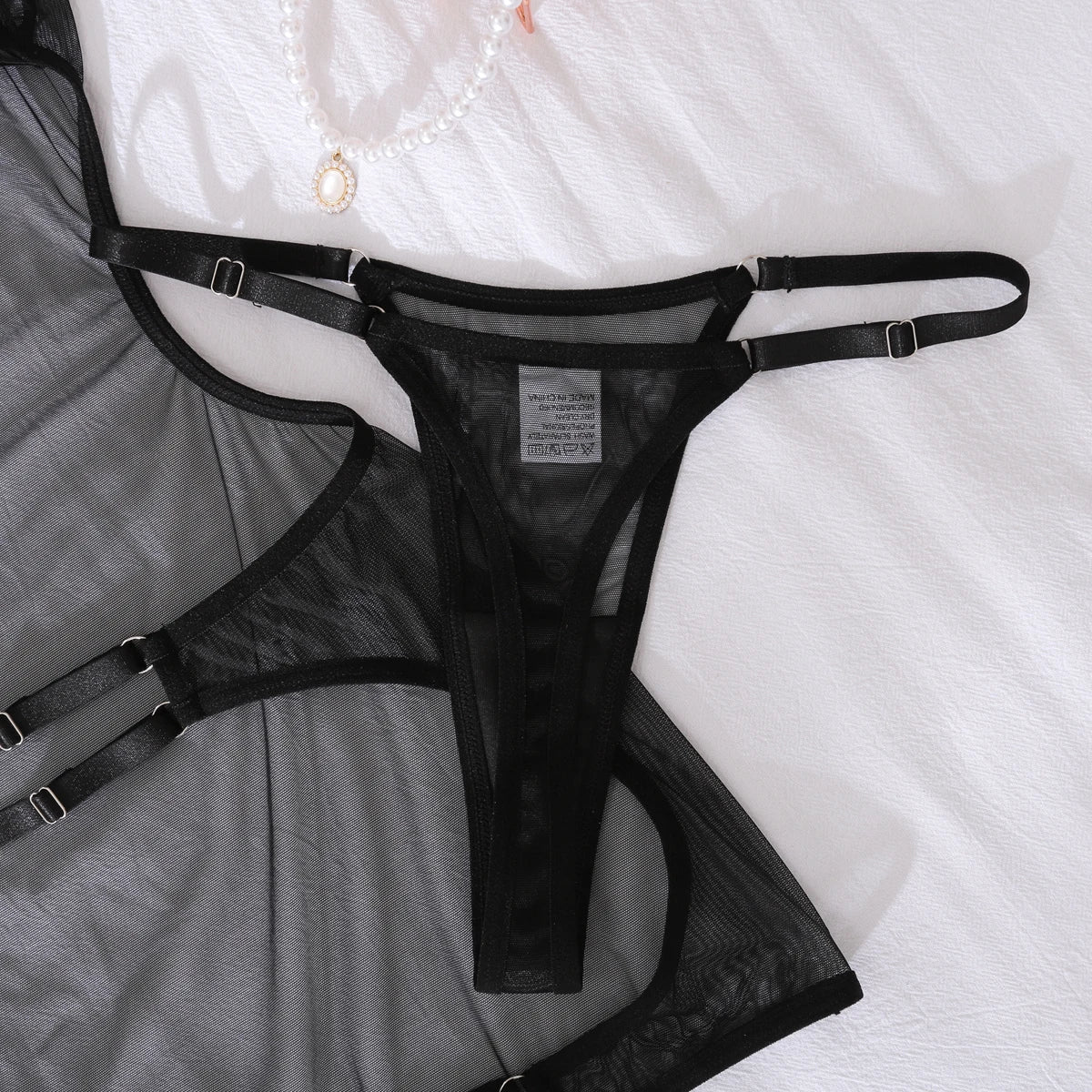 Women's Seductive Sheer Backless Tank Underwear Kit