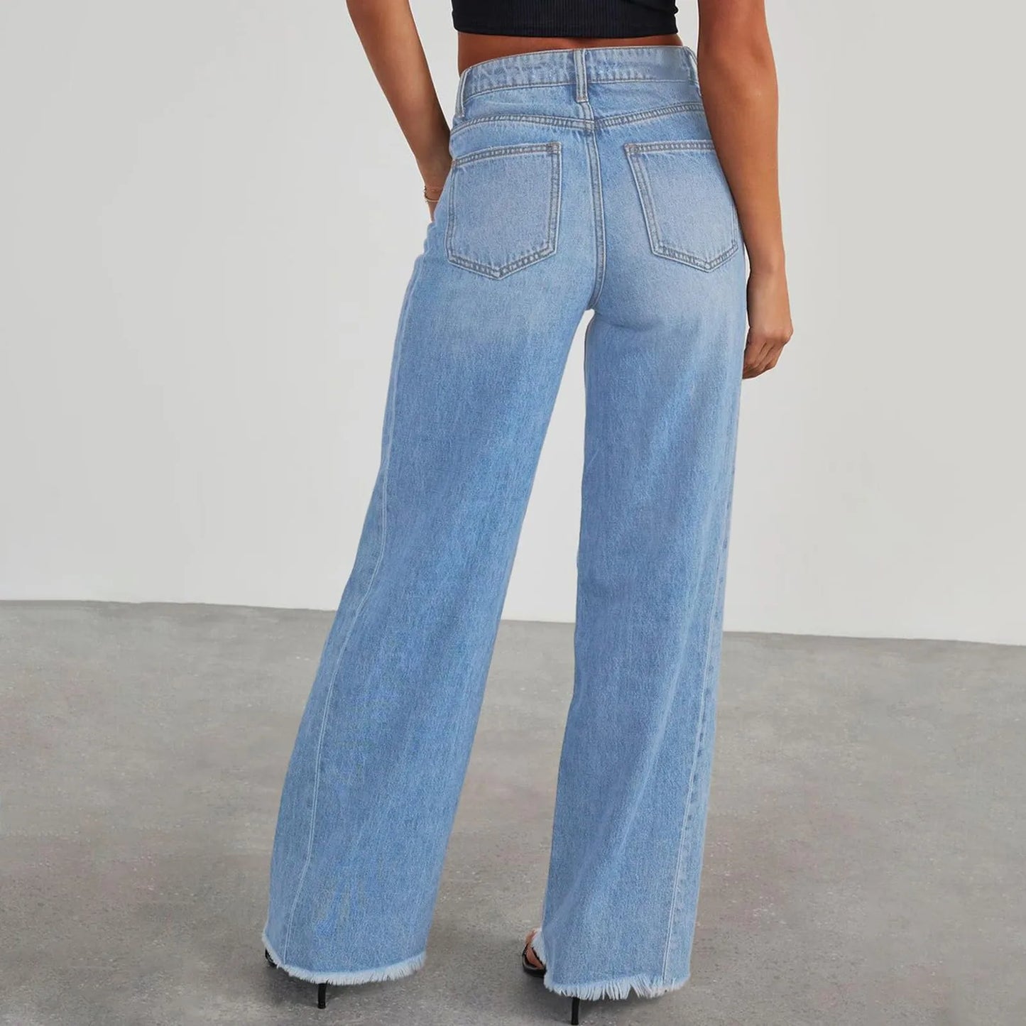 Retro High Waist Straight Leg Jeans