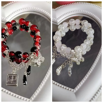 Trendy Red Beaded Chain Bracelet