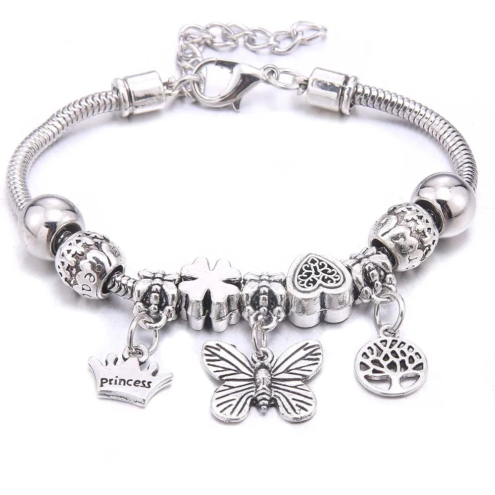 White Butterfly Charm Bracelet & Bangles