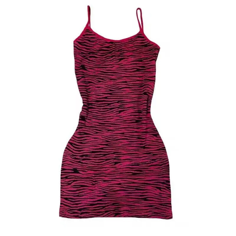 Grunge Pink Zebra Print Bodycon Mini Dress