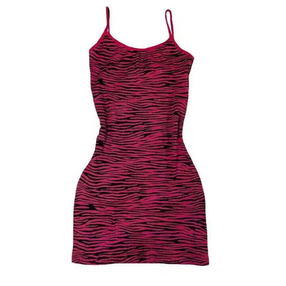 Grunge Pink Zebra Print Bodycon Mini Dress