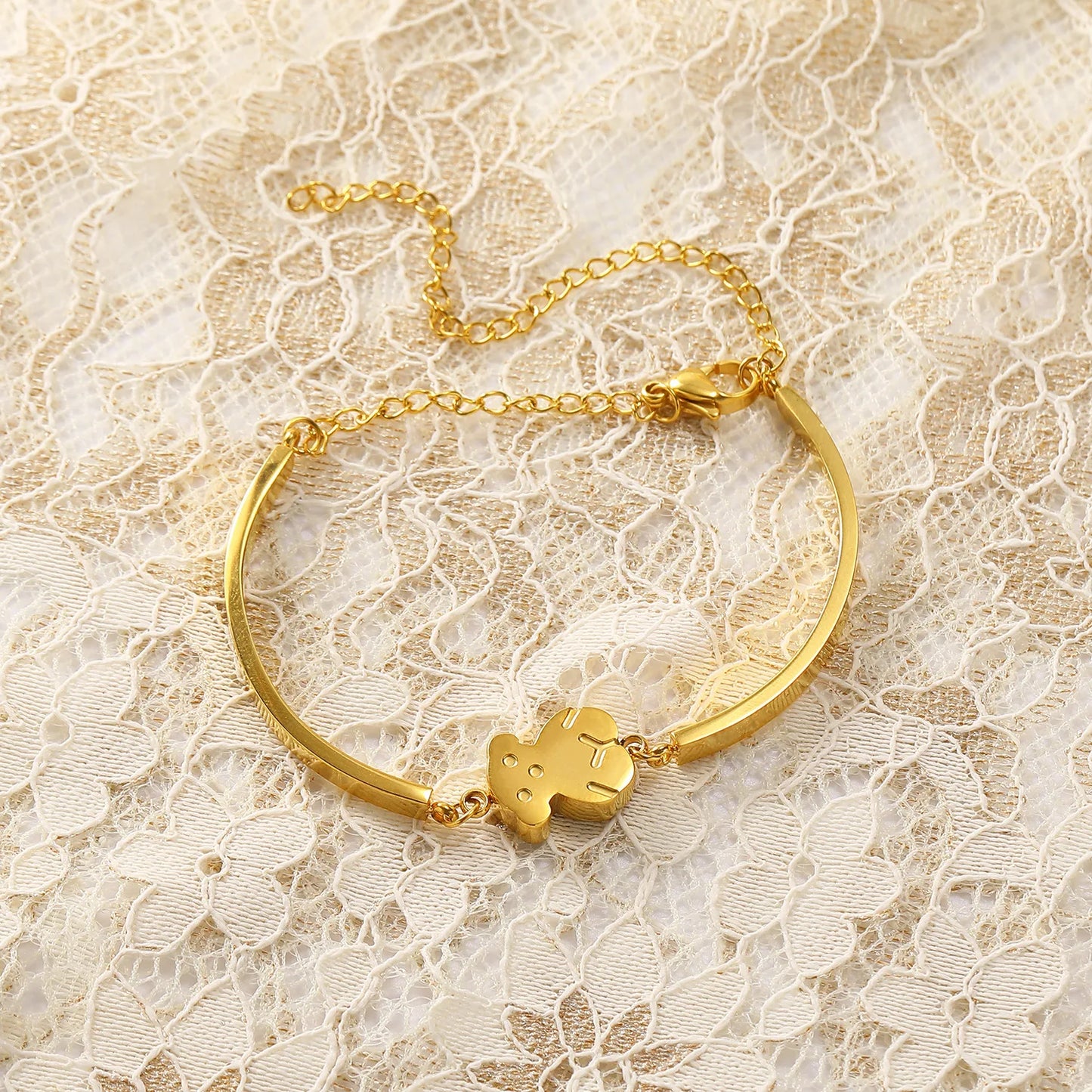 Bear Bracelet Stud Earrings Necklace Set,