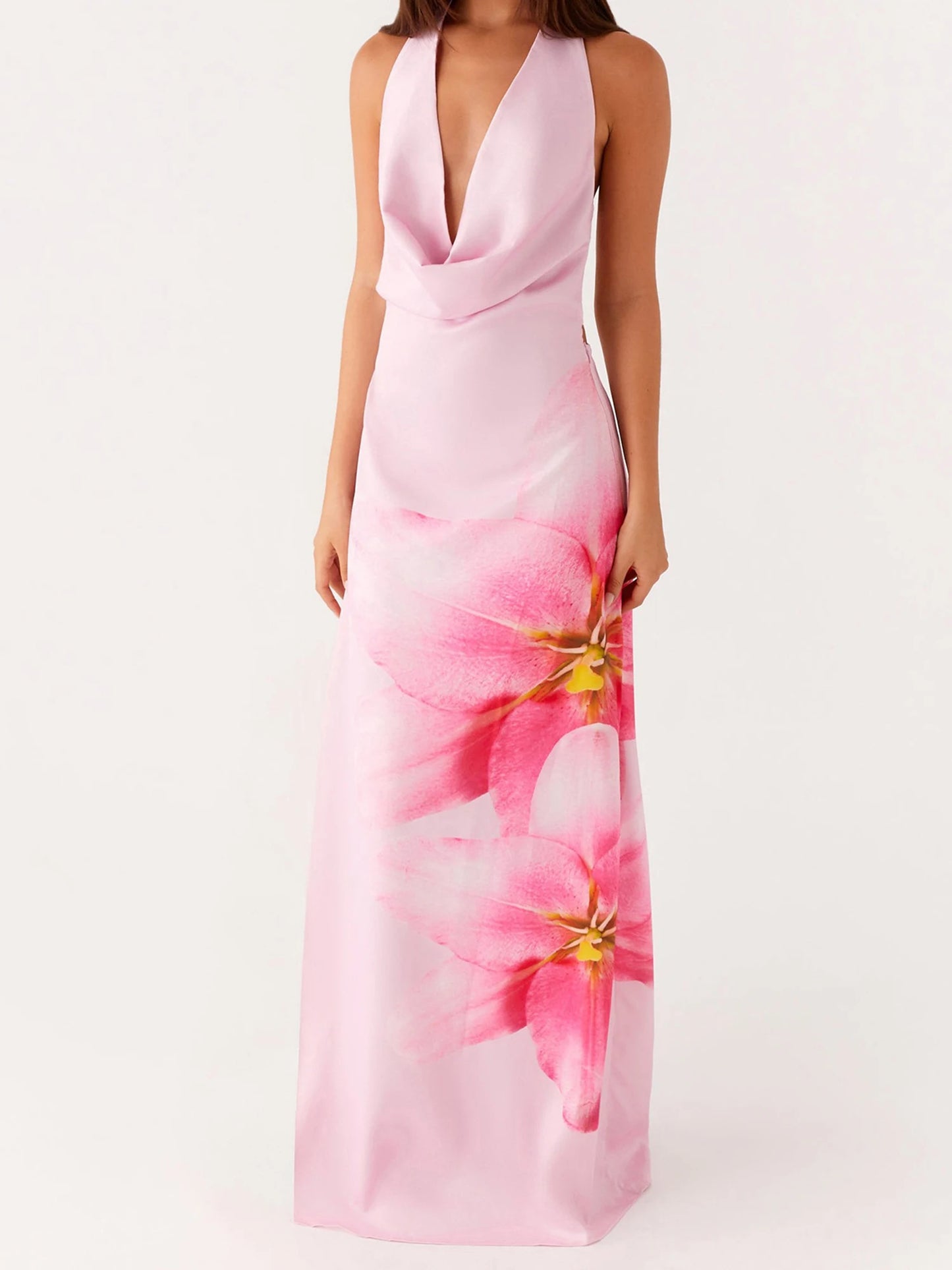 Elegant Floral Sleeveless Maxi Dress
