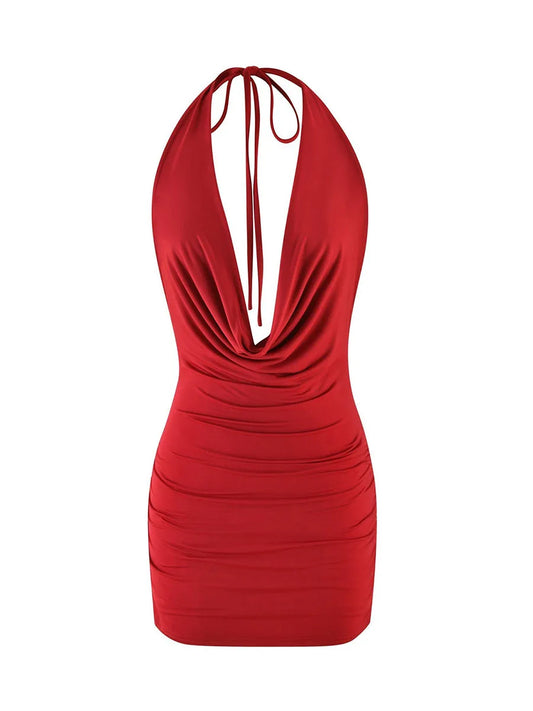 Sexy Halter Neck Sleeveless Mini Dress