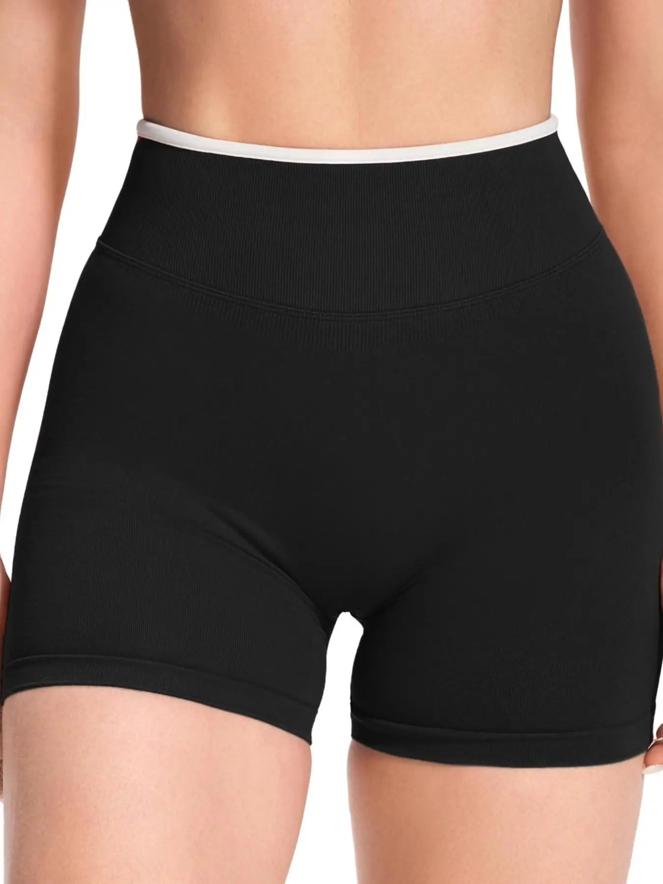 Seamless Color Lock Yoga Shorts, High Waist