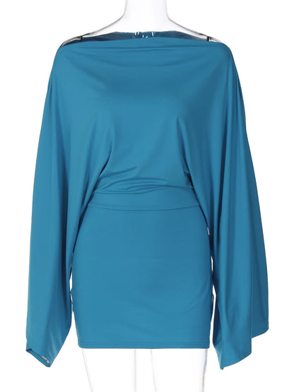 Long Cloak Sleeve Loose Bodycon Mini Dress