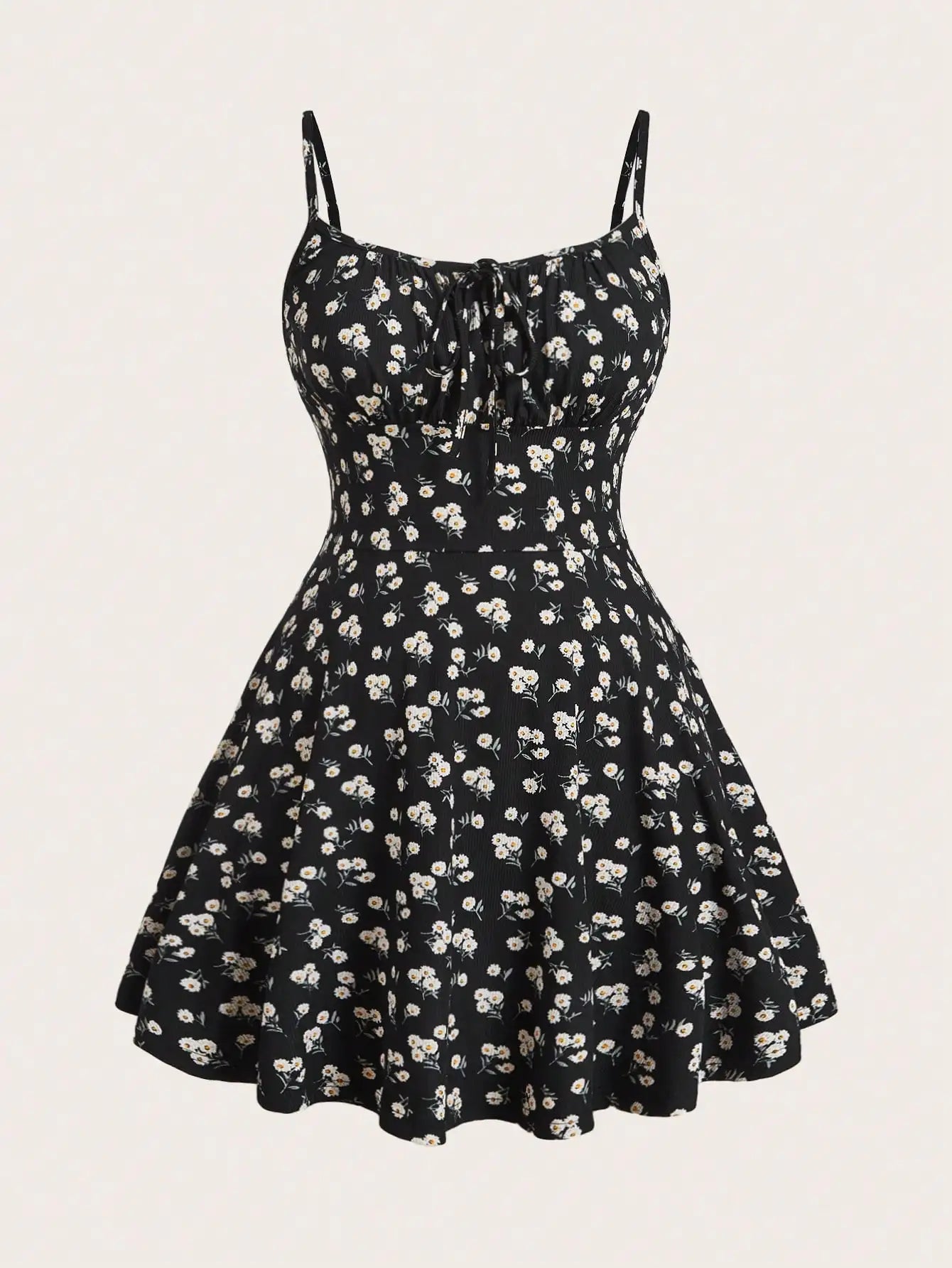 floral elegant sleeveless thin strap camisole dress
