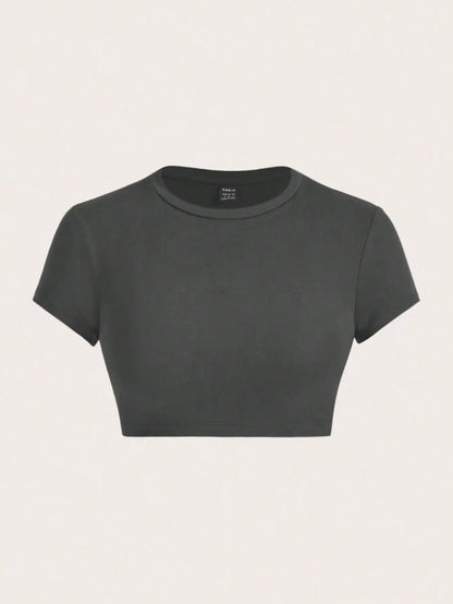 Black Crop Short Sleeve T-Shirt