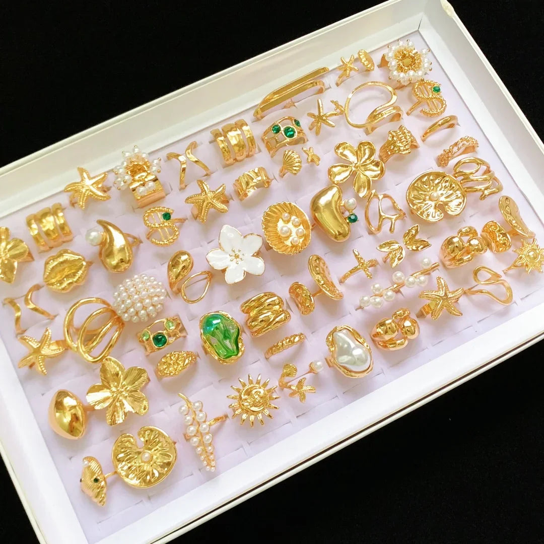 Elegant Flowers Geometric  Rings