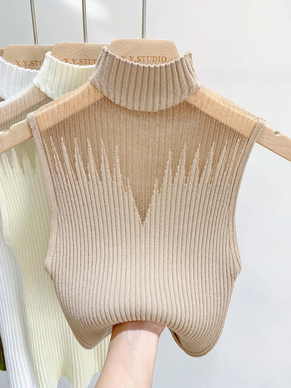 Mesh Knitted  Sleeveless Sweater