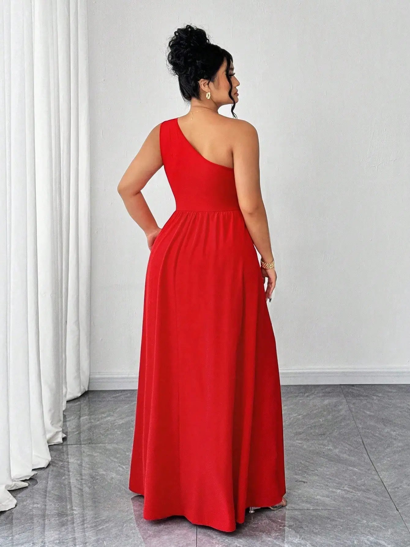 One-Shoulder Ruffle Maxi Dress