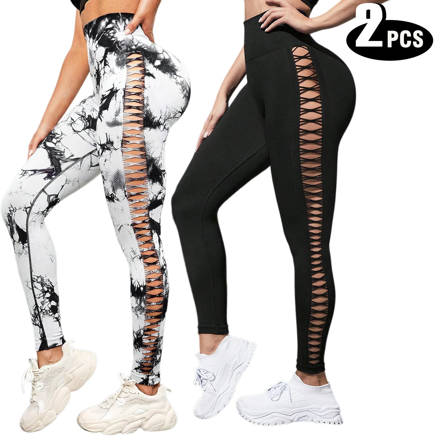 2 Pack High Waisted Sexy Butt Lifting Yoga Leggings