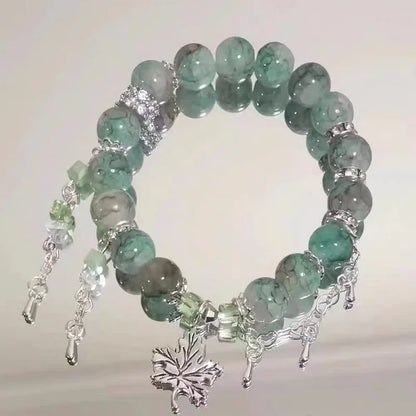 Crystal Flowers Butterfly Pendant Beaded Bracelet