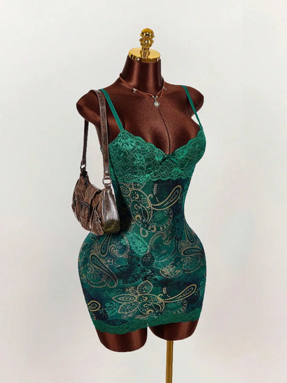 Floral Lace Mesh Bodycon Mini Dress