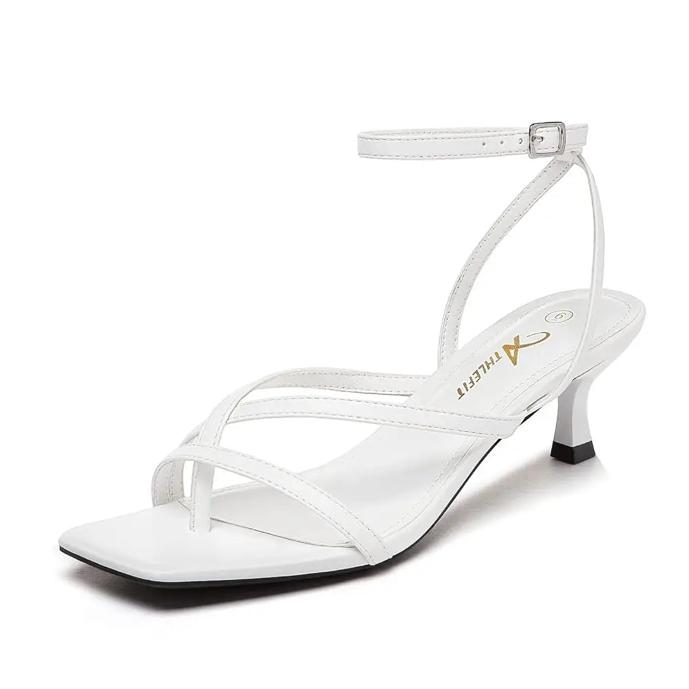 Strappy Kitten Heels Square Toe Sandals
