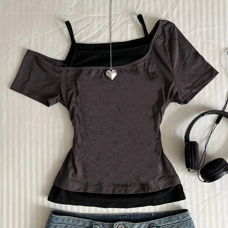 Fake Two Pieces Short Sleeved T-shirt