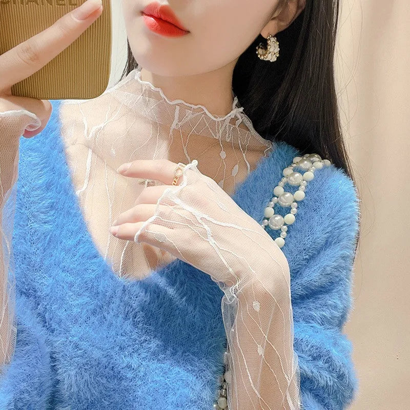 Lace Sheer  T-Shirt Fashion Mesh