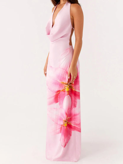 Elegant Floral Sleeveless Maxi Dress