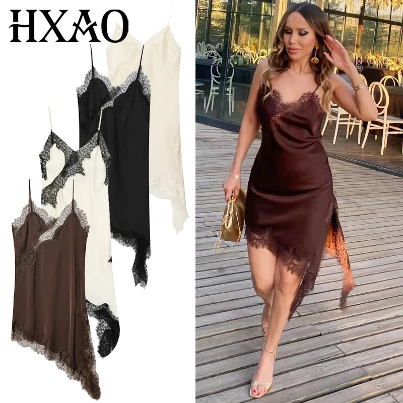 Dresses Lace Asymmetric Slip Dress