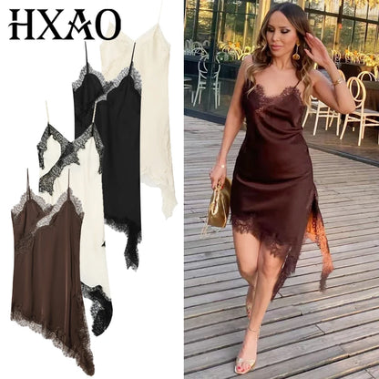 Dresses Lace Asymmetric Slip Dress