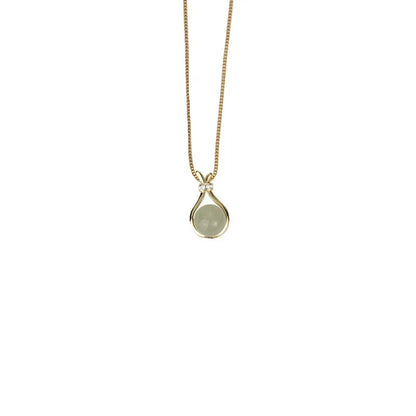 Teardrop-Shaped Imitation Jade Pendant Necklace