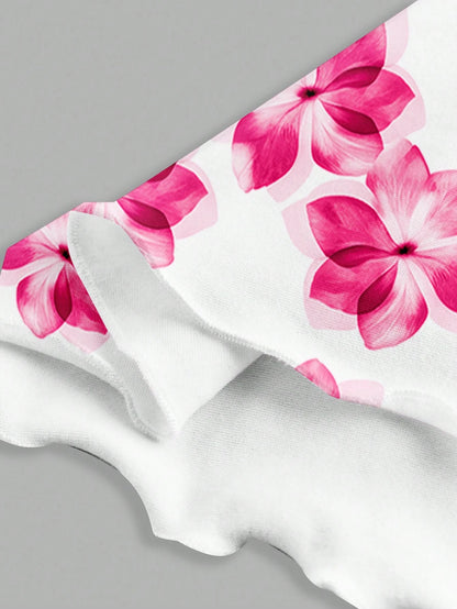 Off-Shoulder Backless Floral Print A-line Dress
