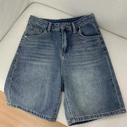 Casual Denim Shorts Wide Leg