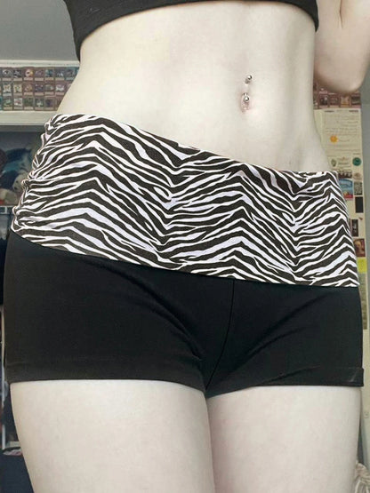 SUCHCUTE  Casual Zebra Print Elastic Shorts