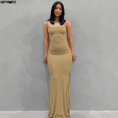 Satin Slip Sleeveless Backless Slim Maxi Dress