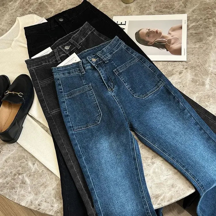 High Waist Trousers Loose Washed Denim Jeans