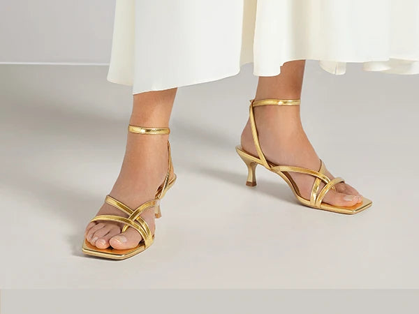Strappy Kitten Heels Square Toe Sandals