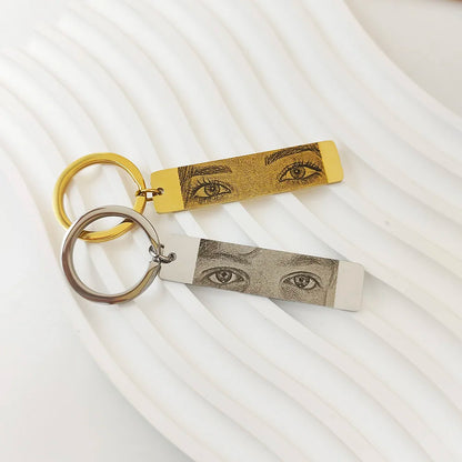 Eyes Photo Key Chain Gold Butterfly