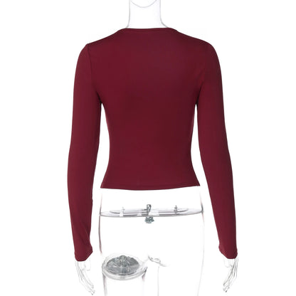Elegant Long Sleeve Sexy Crop T-Shirt