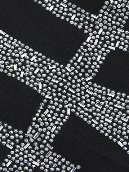 Sparkle Black Rhinestone Bodycon Mini Dress