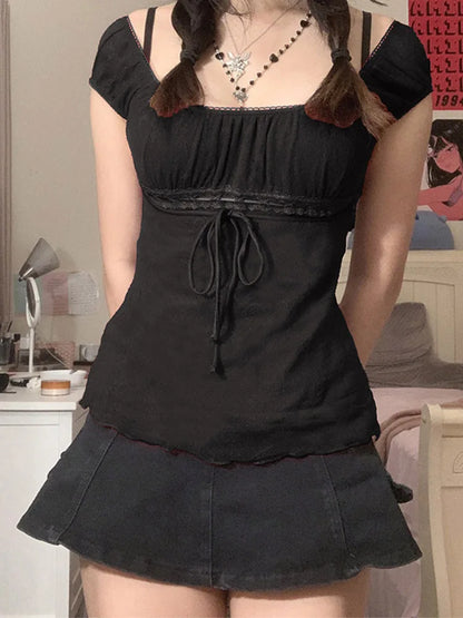 Sweet Lace Women Off Shoulder Tops