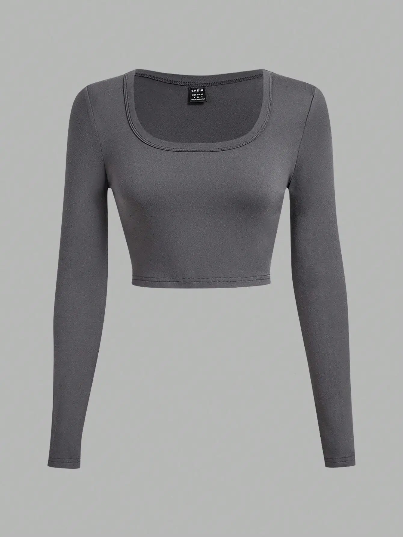 3-Pack Women's U-Neck Cropped Long Sleeve T-Shirts,