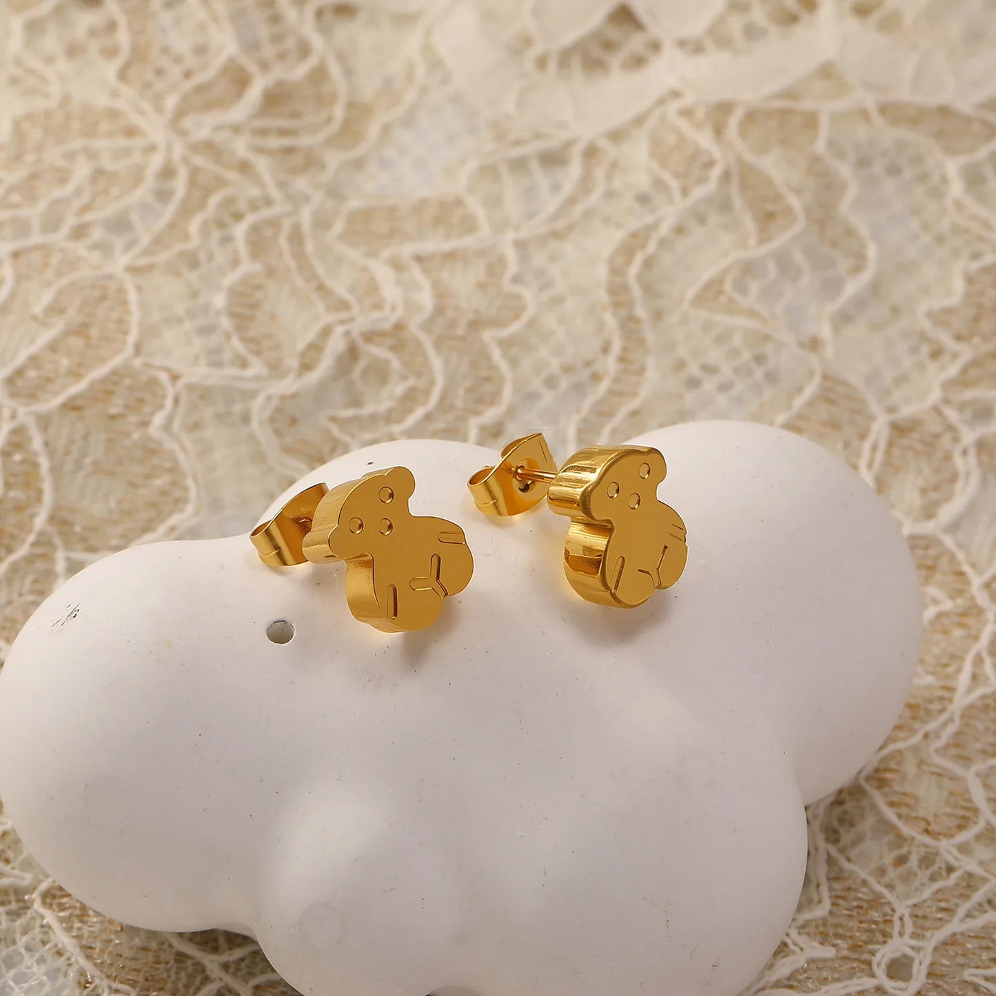 Bear Bracelet Stud Earrings Necklace Set,