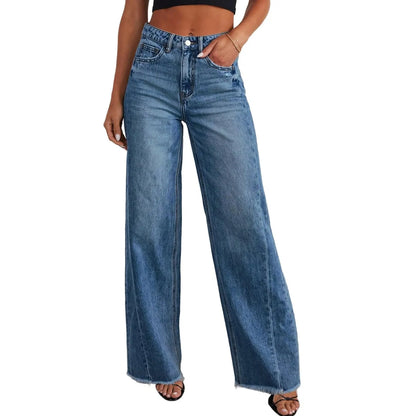 Retro High Waist Straight Leg Jeans