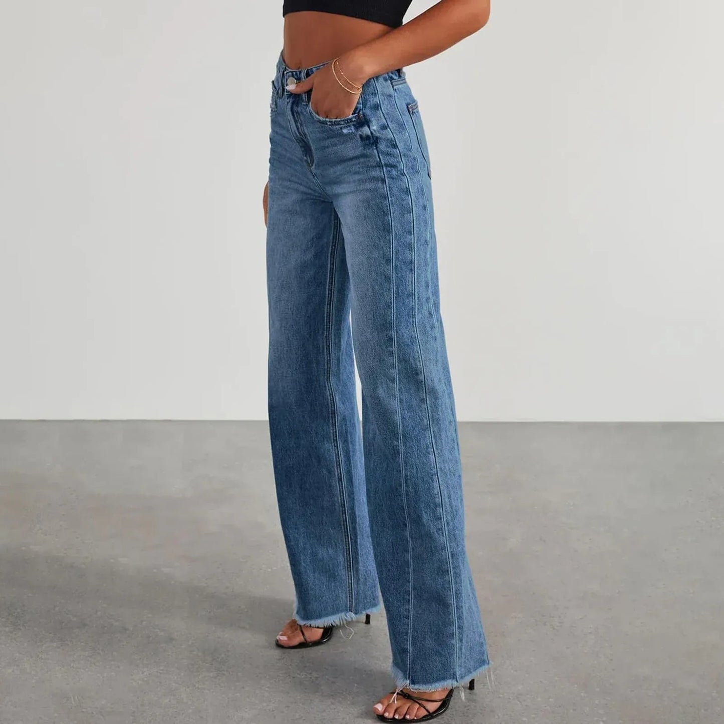 Retro High Waist Straight Leg Jeans