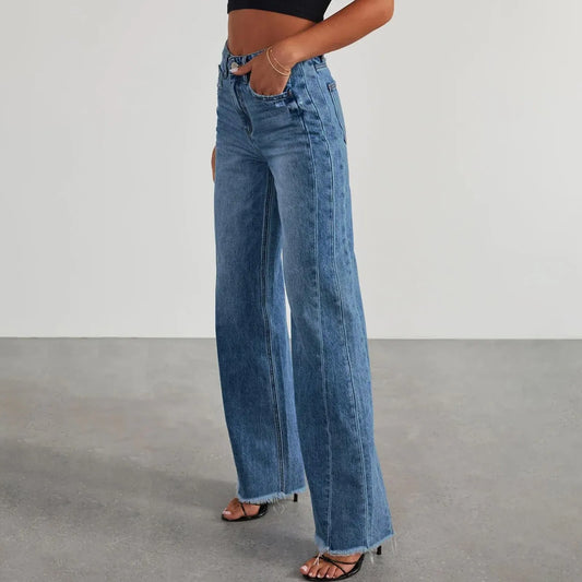 Retro High Waist Straight Leg Jeans