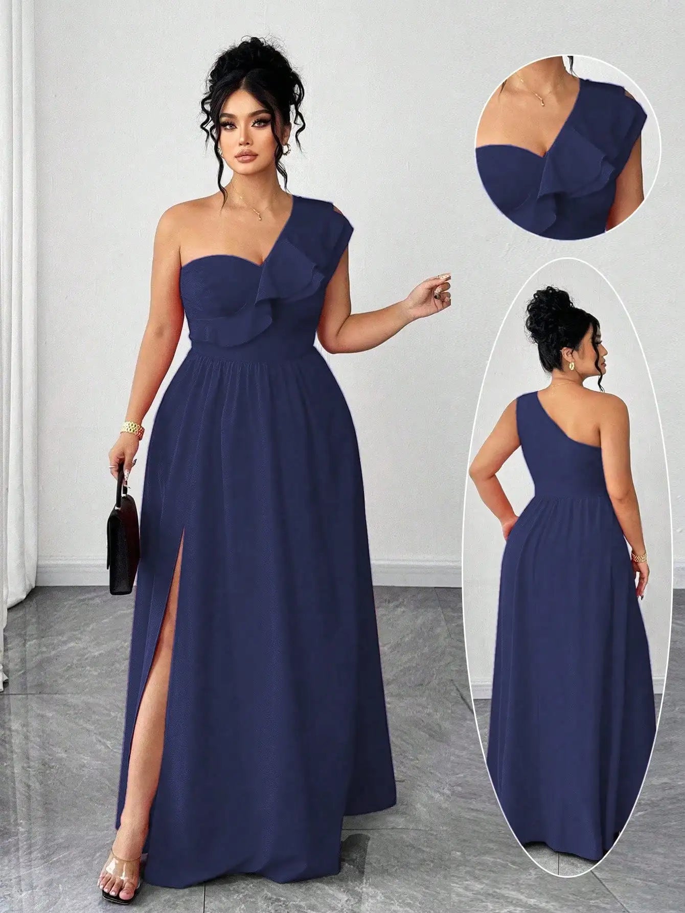 One-Shoulder Ruffle Maxi Dress