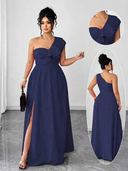 One-Shoulder Ruffle Maxi Dress