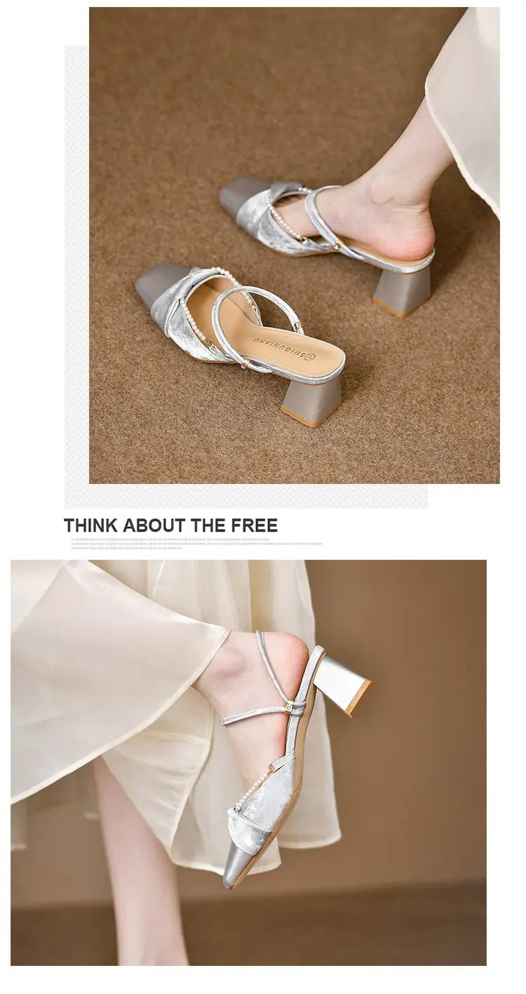 Stunning open-toe slip-on women's exquisite shoes