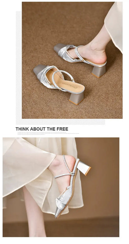 Stunning open-toe slip-on women's exquisite shoes