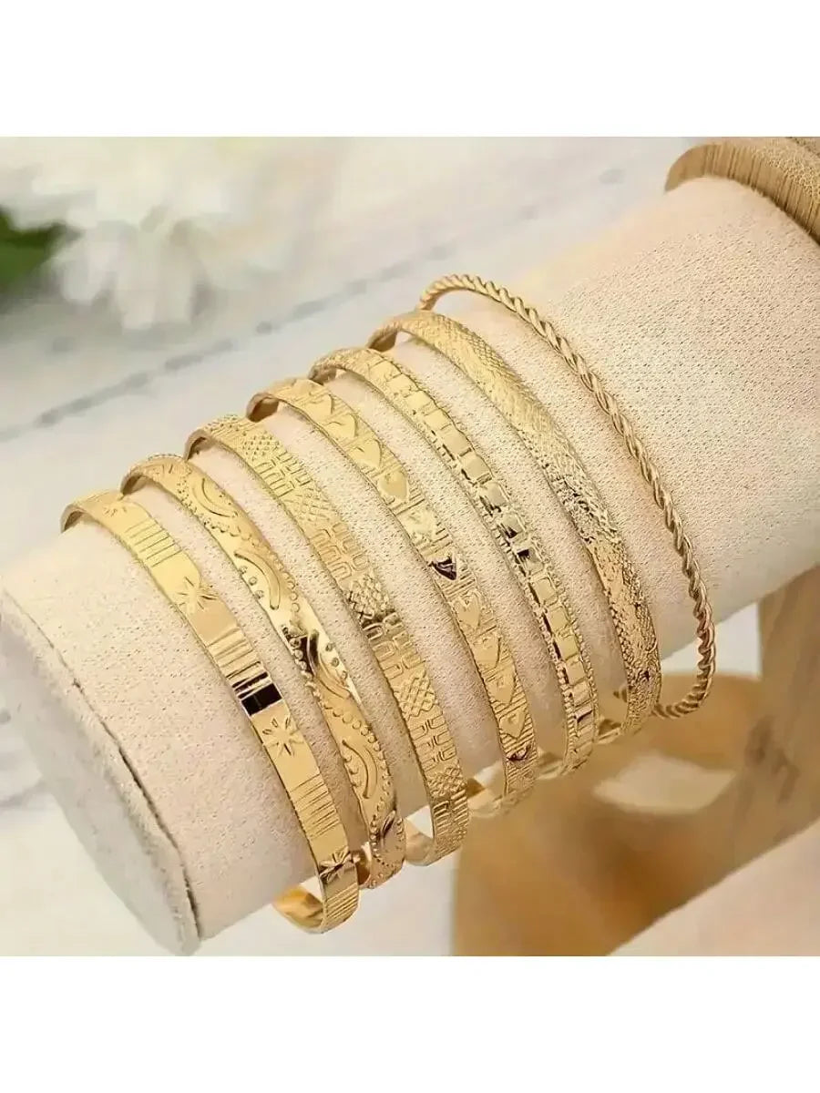 7-piece Metal Bead Decorative Bracelet