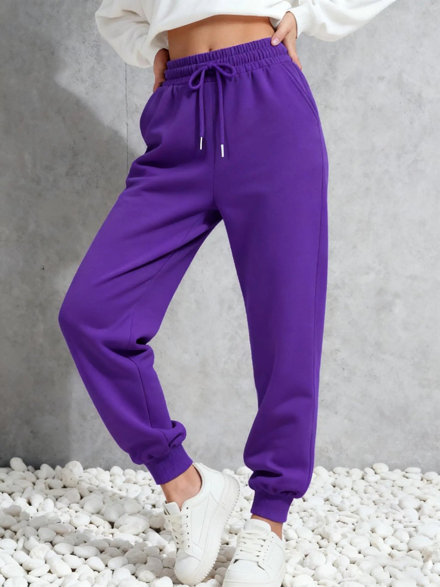 Womens Solid Color Autumn Sweatpants  Woman All-Match Drawstring Pant Y2K Colorful Jogging Pants Fashion Fleece Sportspants